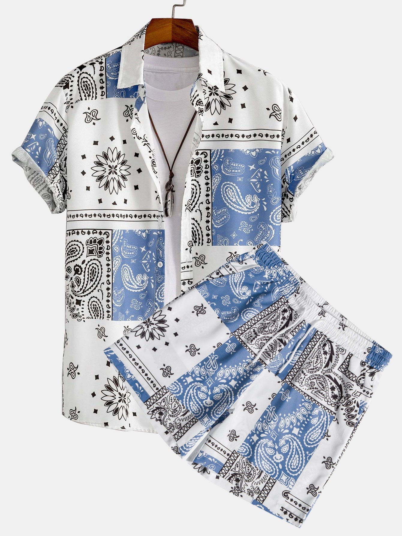 Paisley Print Shirt & Shorts Set