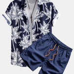 Palm Tree Print Shirt & Swim Short Set