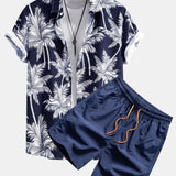 Palm Tree Print Shirt & Swim Short Set