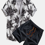 Palm Tree Print Shirt & Swim Short Set