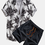 Palm Tree Print Shirt & Swim Short Set