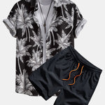 Palm Tree Print Shirt & Swim Short Set