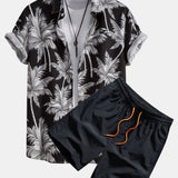 Palm Tree Print Shirt & Swim Short Set