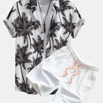 Palm Tree Print Shirt & Swim Short Set