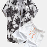Palm Tree Print Shirt & Swim Short Set