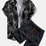 Palm Tree Print Shirt & Swim Shorts Set