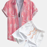 Palm Tree Print Shirt & Swim Shorts Set