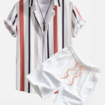 Striped Shirt & Swim Shorts Set