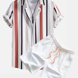 Striped Shirt & Swim Shorts Set