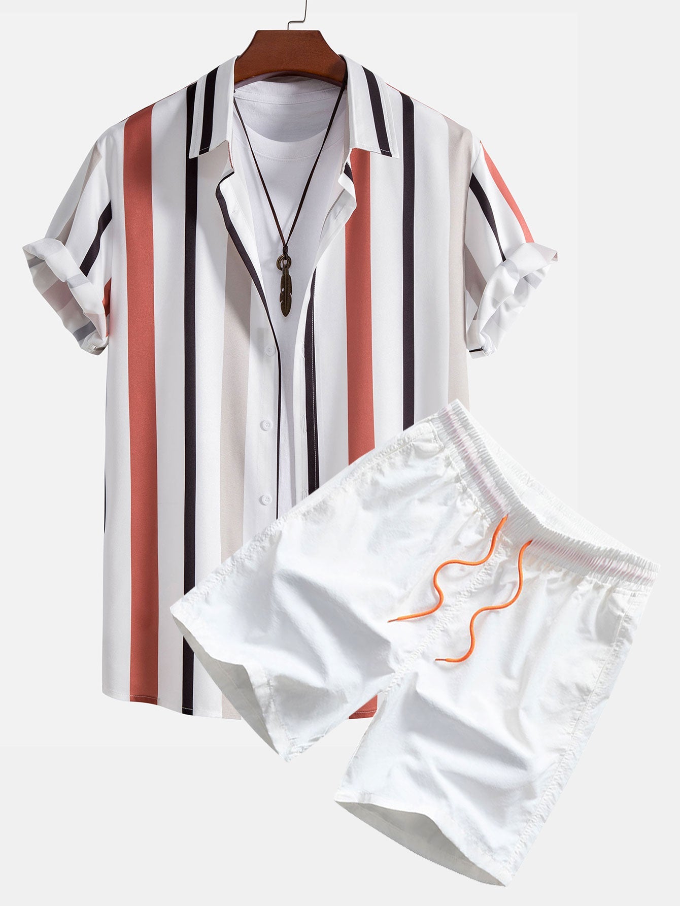 Striped Shirt & Swim Shorts Set