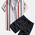 Striped Shirt & Swim Shorts Set