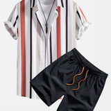 Striped Shirt & Swim Shorts Set