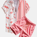 Flamingo Stripe Panel Shirt & Swim Shorts Set