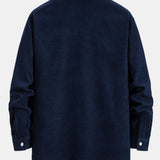 Long Sleeve Plaid Corduroy Patchwork Shirt