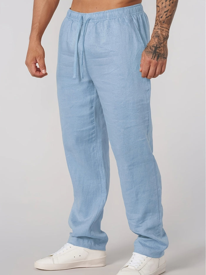 DRAWSTRING LINEN TROUSERS FOR MEN