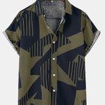 Line Geometry Print Button Up Shirt
