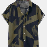 Line Geometry Print Button Up Shirt
