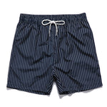 Linen Short Sleeve Shirt & Striped Print Swim Shorts Set