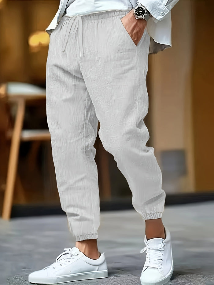 LINEN DRAWSTRING TROUSERS FOR MEN