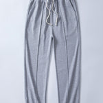 2 in 1 Waffle Notched Collar Sweatshirt & Waffle Pleated Pintuck Pants Set