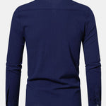 Long Sleeved Linen Stand Collar Shirt