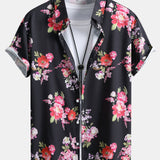 Floral Paint Shirt & Man Mid Length Drawstring Swim Shorts Set