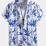 Oriental Ink Bamboo Print Shirt & Swim Shorts Set
