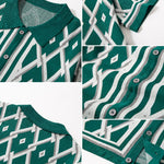 Retro Rhombus Geometric Knit Shirt & Slim Fit Tapered Trousers Set