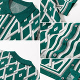 Retro Rhombus Geometric Knit Shirt & Slim Fit Tapered Trousers Set