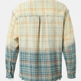 Gradient Washed Distressed Plaid Shirt