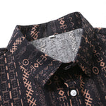 Linen Ethnic Geometric Print Button Up Shirt