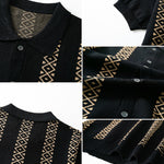 Geometric Knit Shirt & Slim Fit Tapered Trousers Set