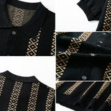 Geometric Knit Shirt & Slim Fit Tapered Trousers Set