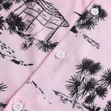 Palm Tree Sailboat Print Shirt & Swim Shorts Set