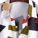 Geometric Color Block Print Shirt & Swim Shorts Set