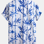Oriental Ink Bamboo Print Button Up Shirt