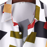 Geometric Color Block Print Button Up Shirt
