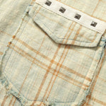 Gradient Washed Distressed Plaid Shirt