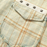 Gradient Washed Distressed Plaid Shirt