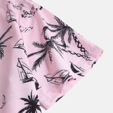 Palm Tree Sailboat Print Shirt & Swim Shorts Set