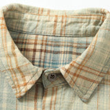 Gradient Washed Distressed Plaid Shirt