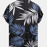 Tropical Leaves Print Button Up Shirt