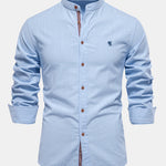 Long Sleeve Linen Stand Collar Shirt