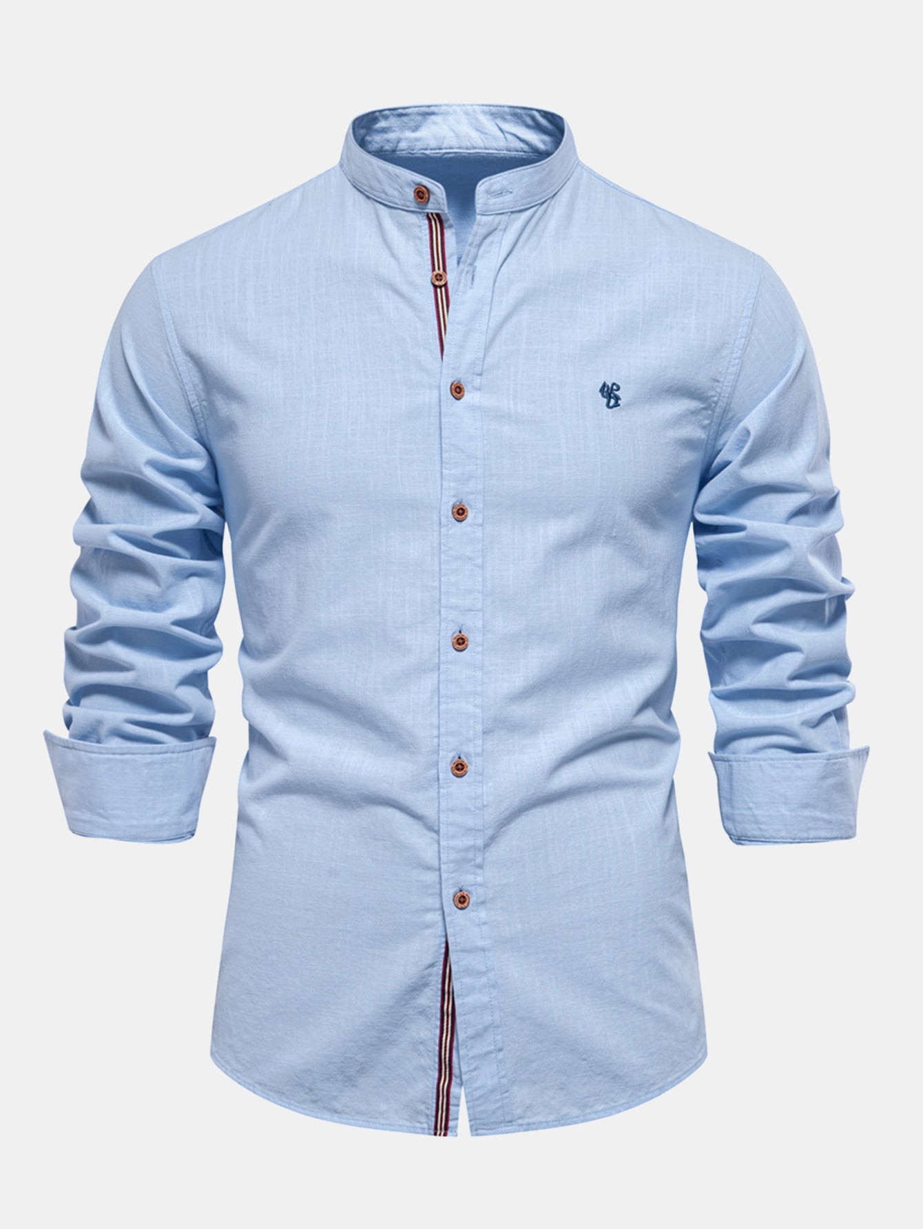 Long Sleeve Linen Stand Collar Shirt