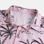 Palm Tree Sailboat Print Button Up Shirt