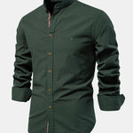 Long Sleeve Linen Stand Collar Shirt