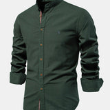 Long Sleeve Linen Stand Collar Shirt