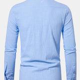 Long Sleeved Linen Stand Collar Shirt