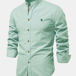 Long Sleeve Linen Stand Collar Shirt