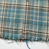 Gradient Washed Distressed Plaid Shirt